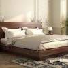 low platform modern solid sheesham wooden bed