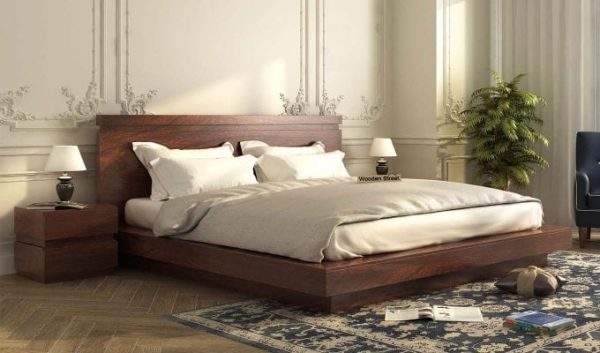 low platform modern solid sheesham wooden bed
