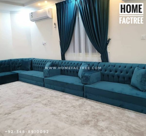 green sofa for ground seating