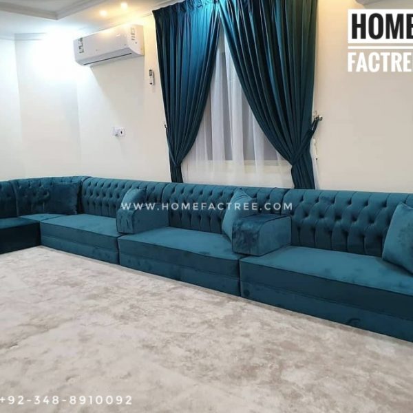green sofa for ground seating