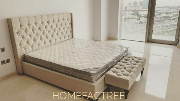 tufted bed baige