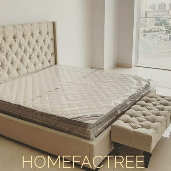 tufted bed baige