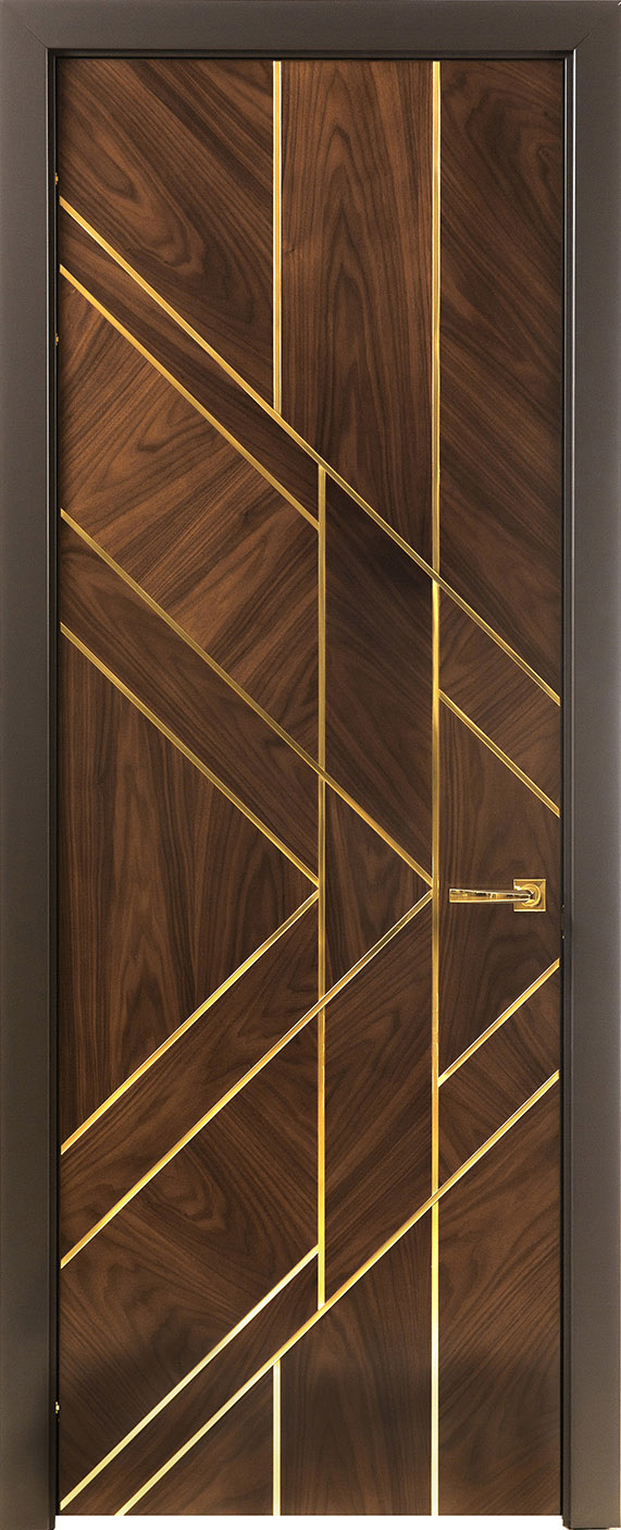 wooden door gold strip
