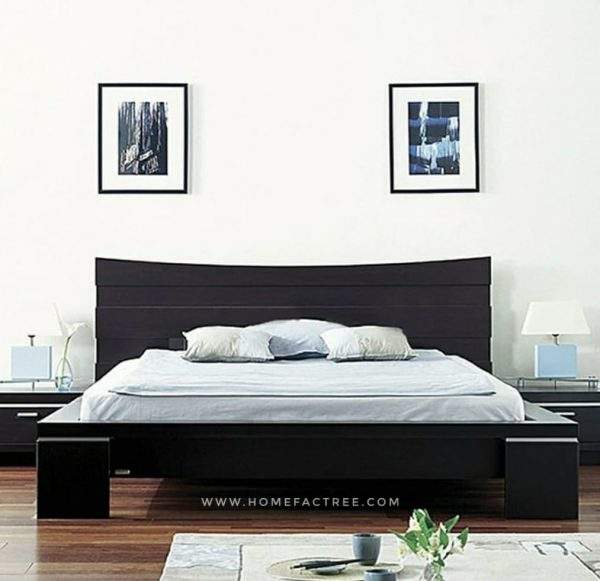 curve bed in sheesham wood dark brown