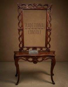 Hand carved Chinoti console table made from solid Sheesham wood by Homefactree