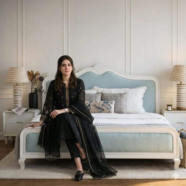 chinioti solid bed solid wood bed white