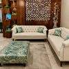homefactree tufted white sofa Luxury ivory beige Chesterfield 3 seater sofa by Homefactree in modern wooden interior