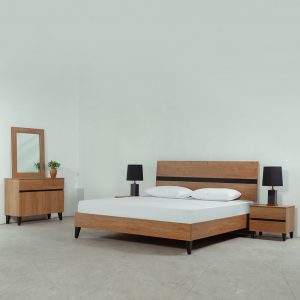 modern king size bed set with dresser and mirror Pakistan