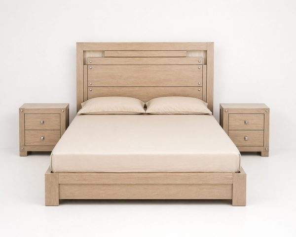 Napoli Motion modern brown bed set in oak wood