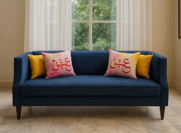 Modern Blue Sofa in Pakistan | Homefactree Modern blue sofa in Pakistan with navy upholstery and wooden legs