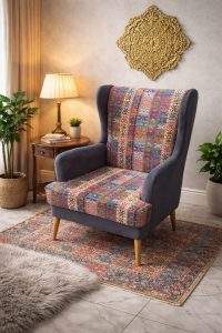 Pakistani Traditional Wing Chair for elegant traditional living room