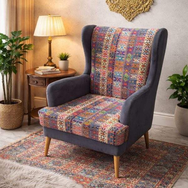 Pakistani Traditional Wing Chair for elegant traditional living room