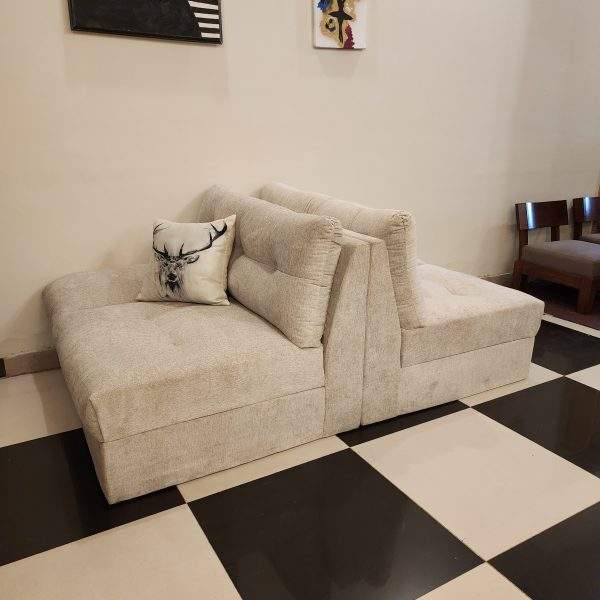 modular-sofa-bed-homefactree-pakistan Modular sofa arranged as a spacious sofa bed for lounging