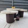 Scandinavian nested tables set of 3 with marble tops and wooden bases